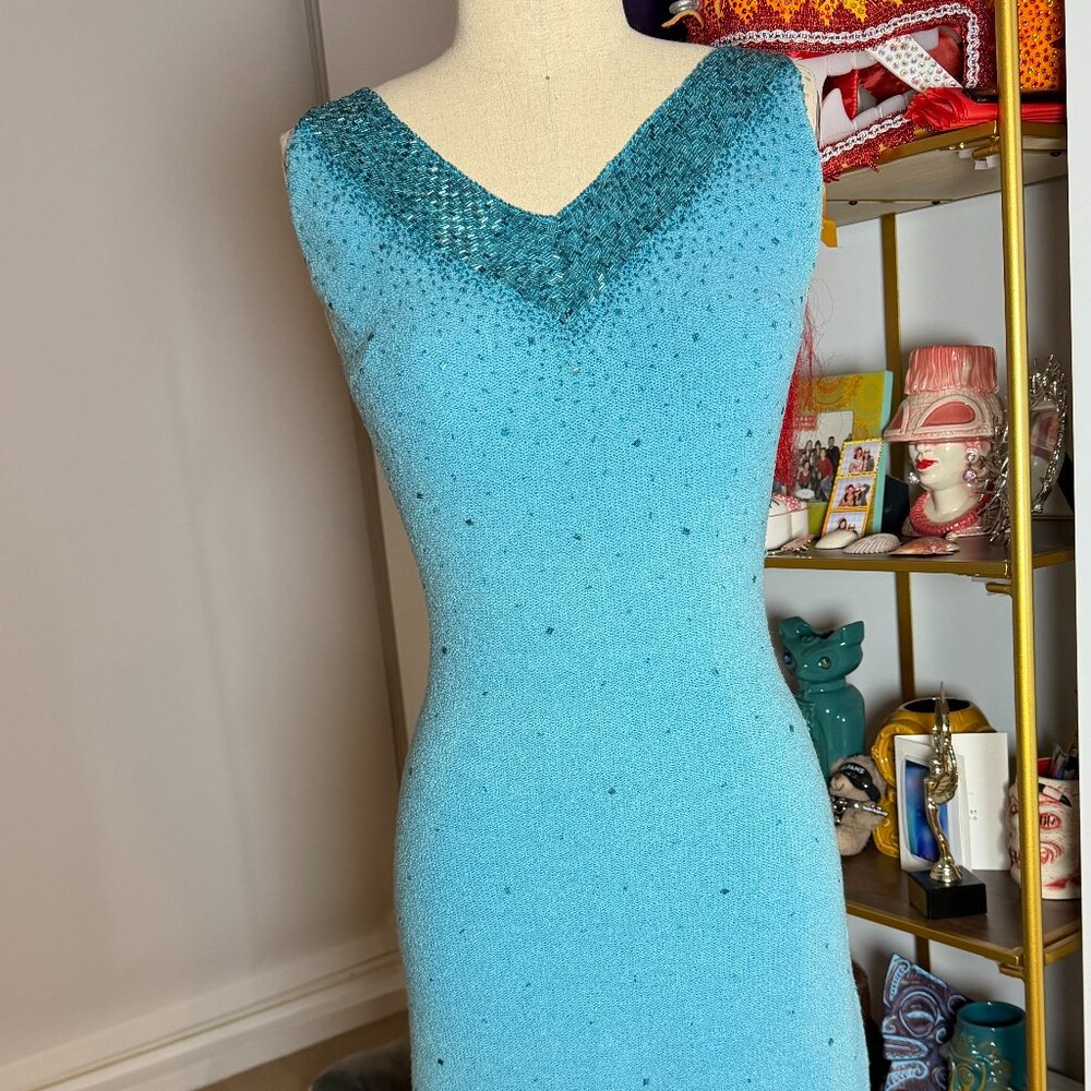 1960s GENE SHELLY beaded knit dress Size M